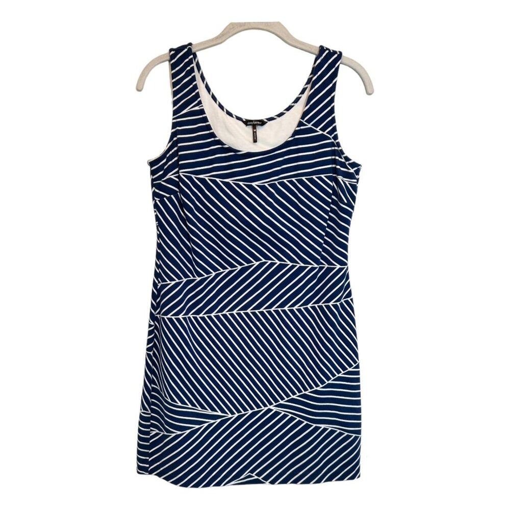 Daisy Fuentes Striped Sleeveless Mini Dress in Navy Combo - Size M